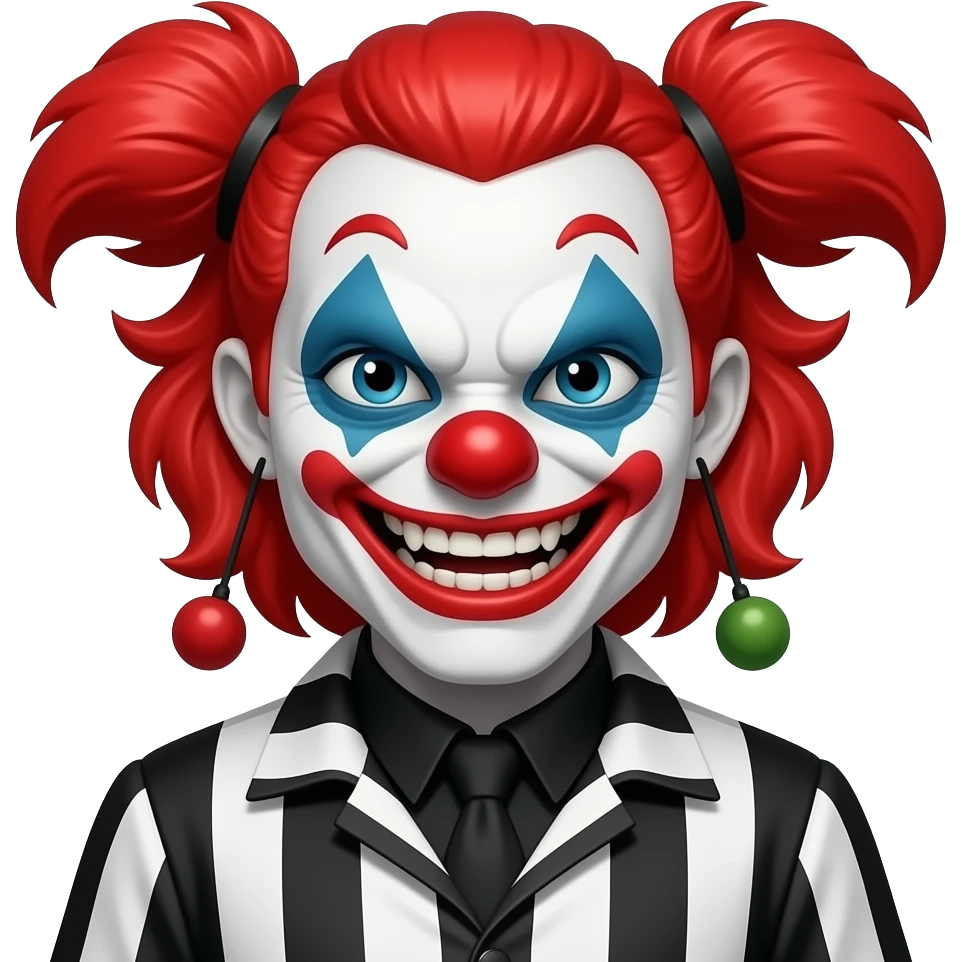An evil clown with red hair emoji