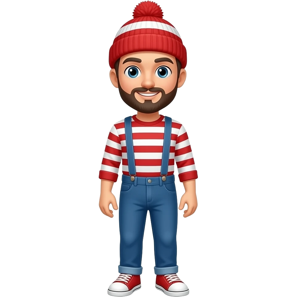 Waldo, a young man, wearing a red and white striped knit beanie hat(fullbody) emoji
