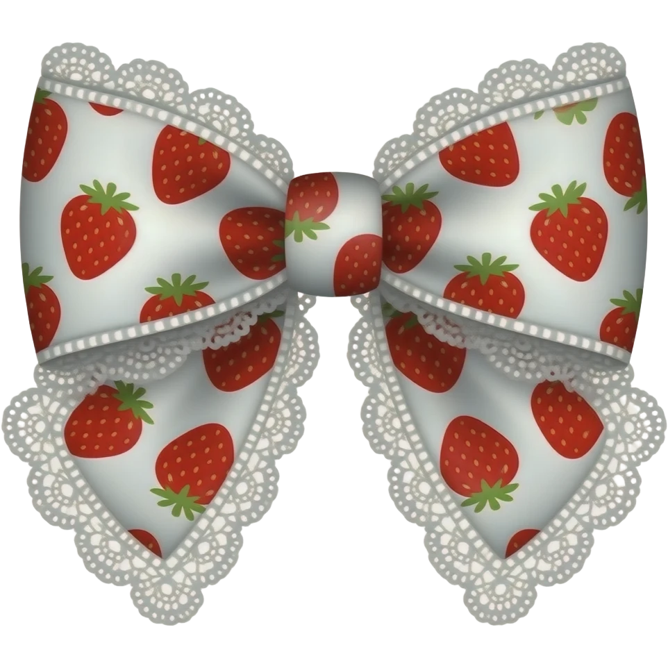 red and white with  strawberry style pattern on bow lace coquette bow emoji