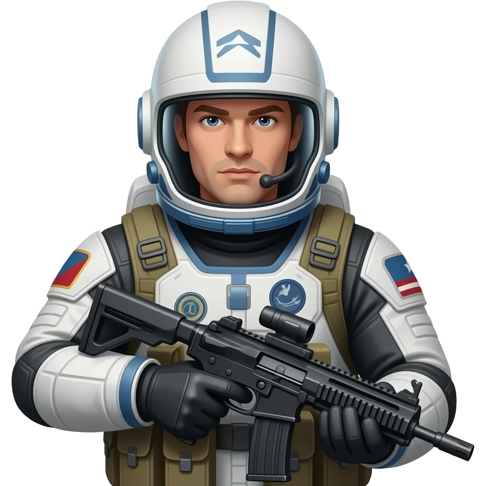 space soldier with gun half pose emoji