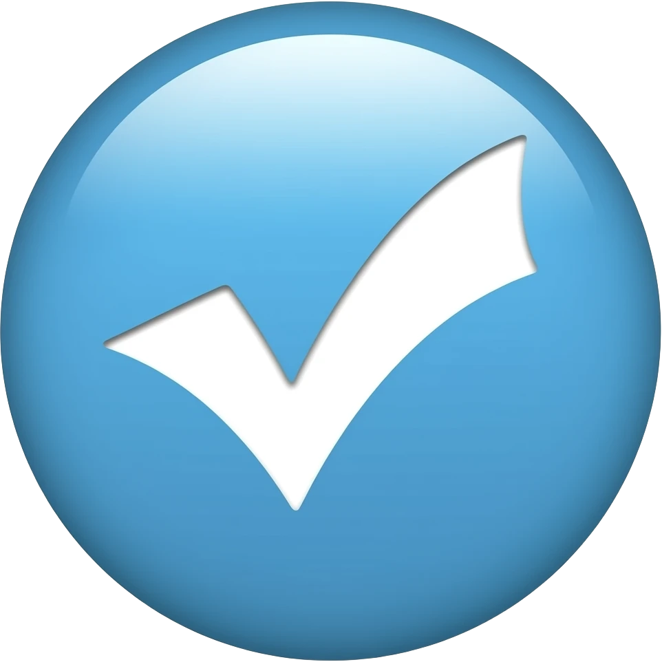 I want a emoji of a light blue circle and inside it i was a white tick emoji