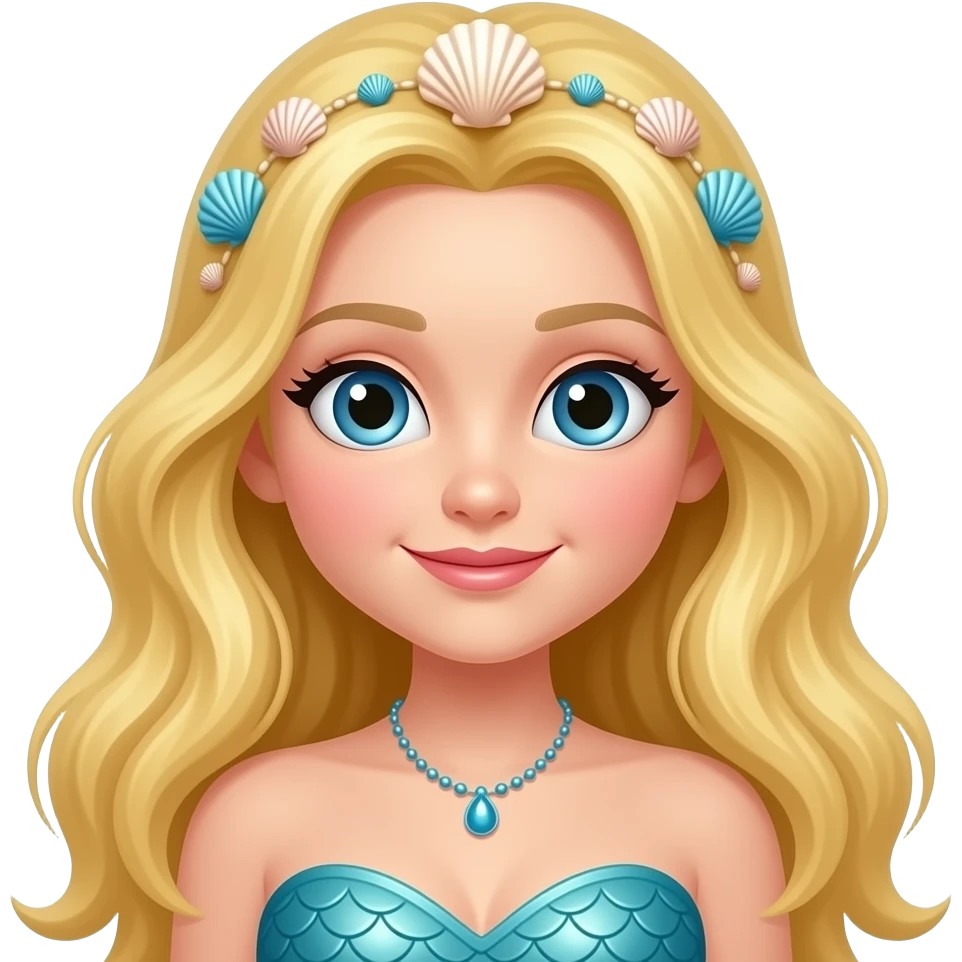 rolling eyes mermaid face with shells in long hair blonde emoji
