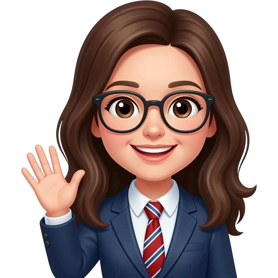 A preppy girl wavy hi to a girl whith glasses emoji