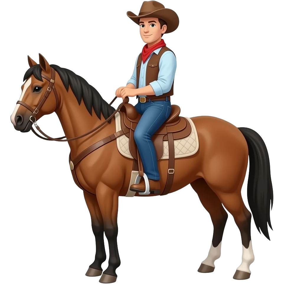 A horse riding a cowboy emoji