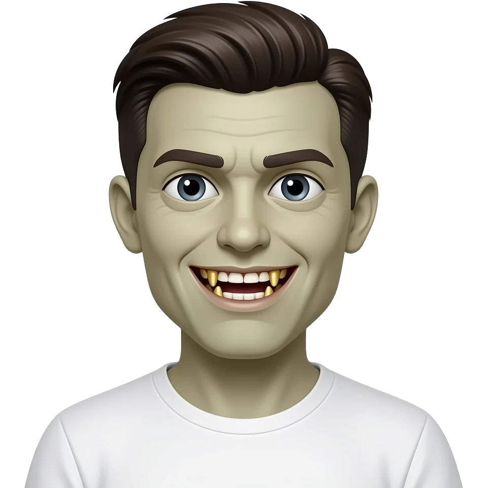 A zombie with gold teath and a t shirt white and good hair emoji