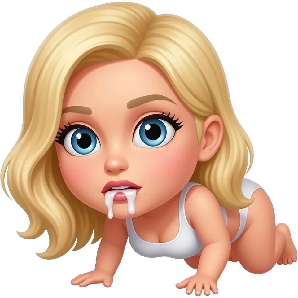 How blonde wife on all fours with cum on mouth POV emoji