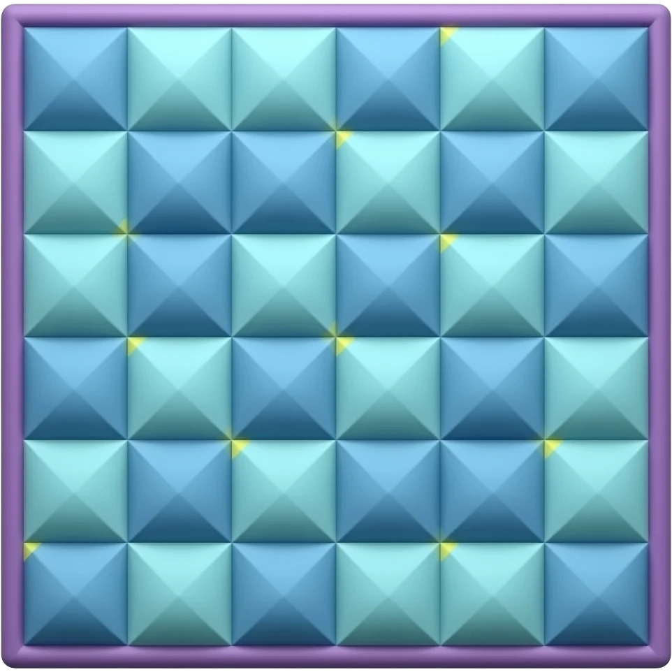 Mostly teal colour patch quilt with some purple and yellow emoji