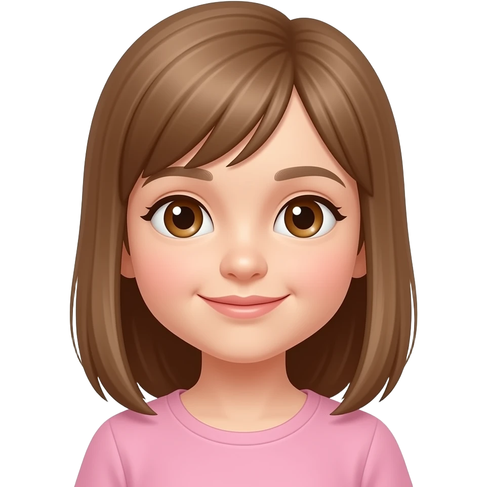Niña pequeña castaño claro liso y ojos marrones emoji