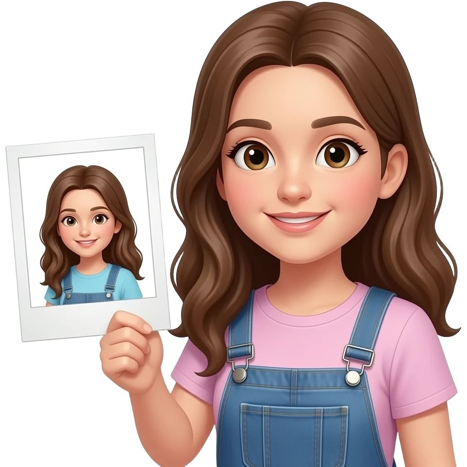 A teen holding a photograph of herself emoji