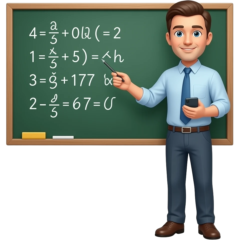 A man teaching a math lesson on a blackboard, full body emoji