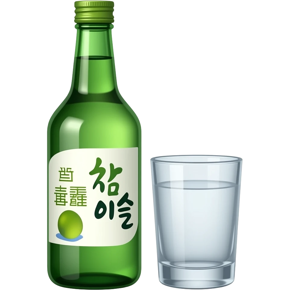soju bottle and shot glass together emoji