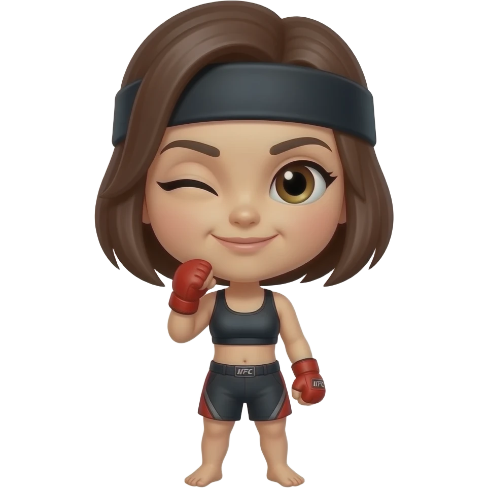 Mma 격투기 소녀 만들어줘 귀여운 얼굴로 눈웃음으로 emoji
