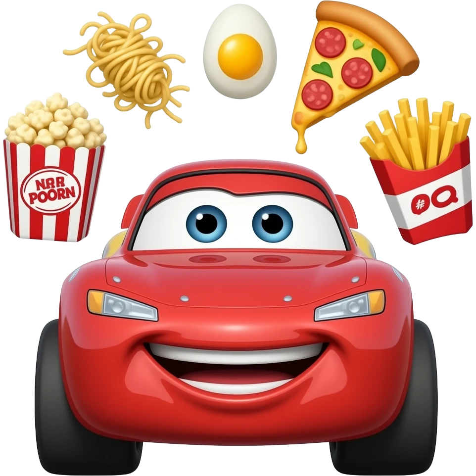 Lightning McQueen 🍝🍿🥚🍕🍟  boca emoji