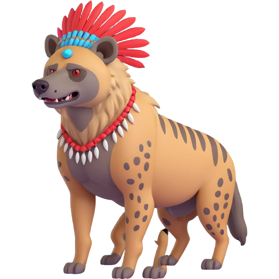 A native strong buff hyena with war bonnet  emoji
