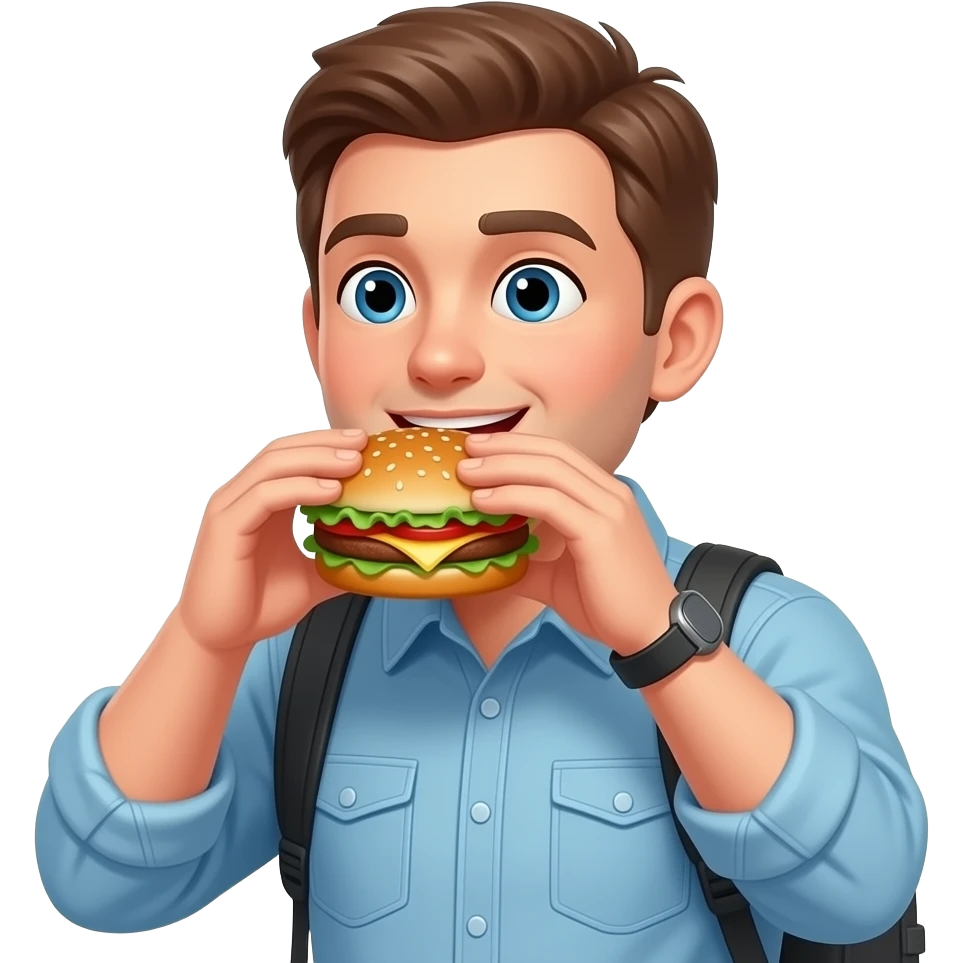 햄버거 먹는 여행객 emoji