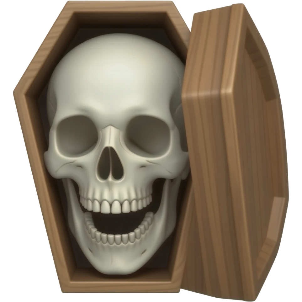 Ataúd con una calavera sonriente adentro emoji