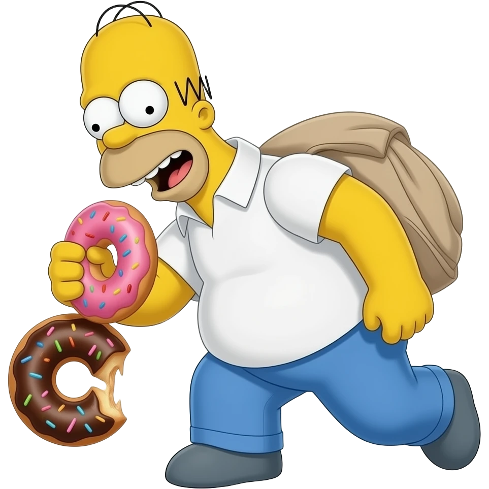 homer dropping his dounut make homer fat and carry evil emoji