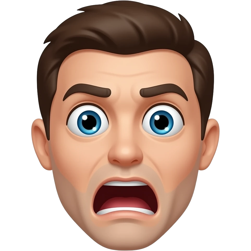 Make a smiley face emoji. Its shock and horrified and looking at something. Mouth wide and eyes pop out emoji
