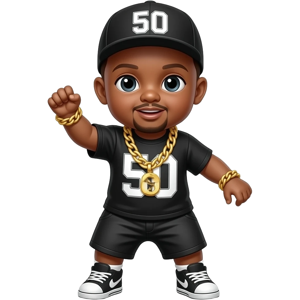 Baby with gold chains in neck and dancing like 50 cent emoji