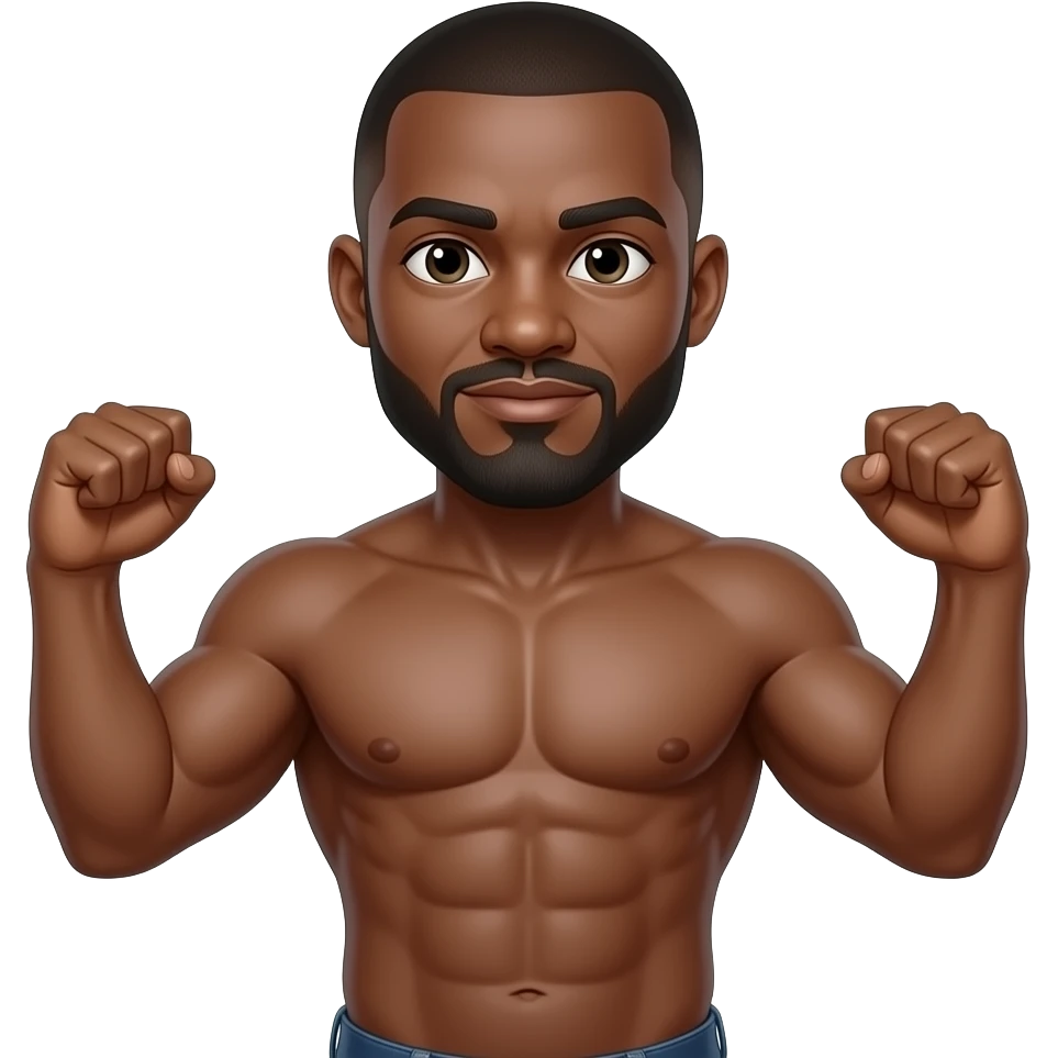 Create an muscular light skinned bald black guy with beard and mustache doing the shrug like this 🤷🏽 emoji