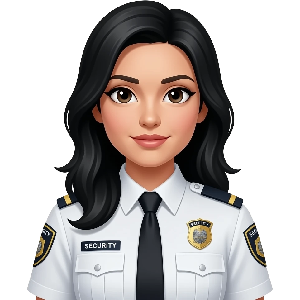 Mujer,  de seguridad privada uniforme blanco pelo mono y largo emoji