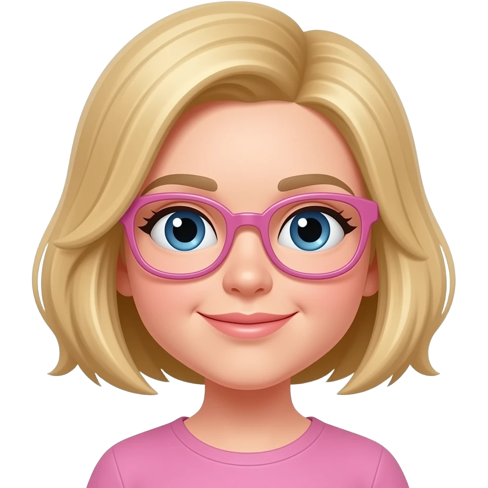 persona rubia con pelo corto y gafas rosas emoji