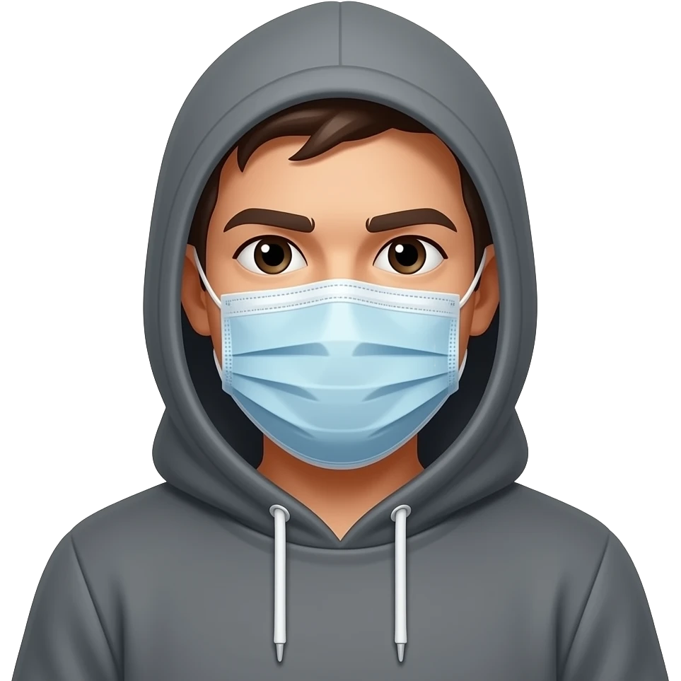 Hood man head with mask and emoji