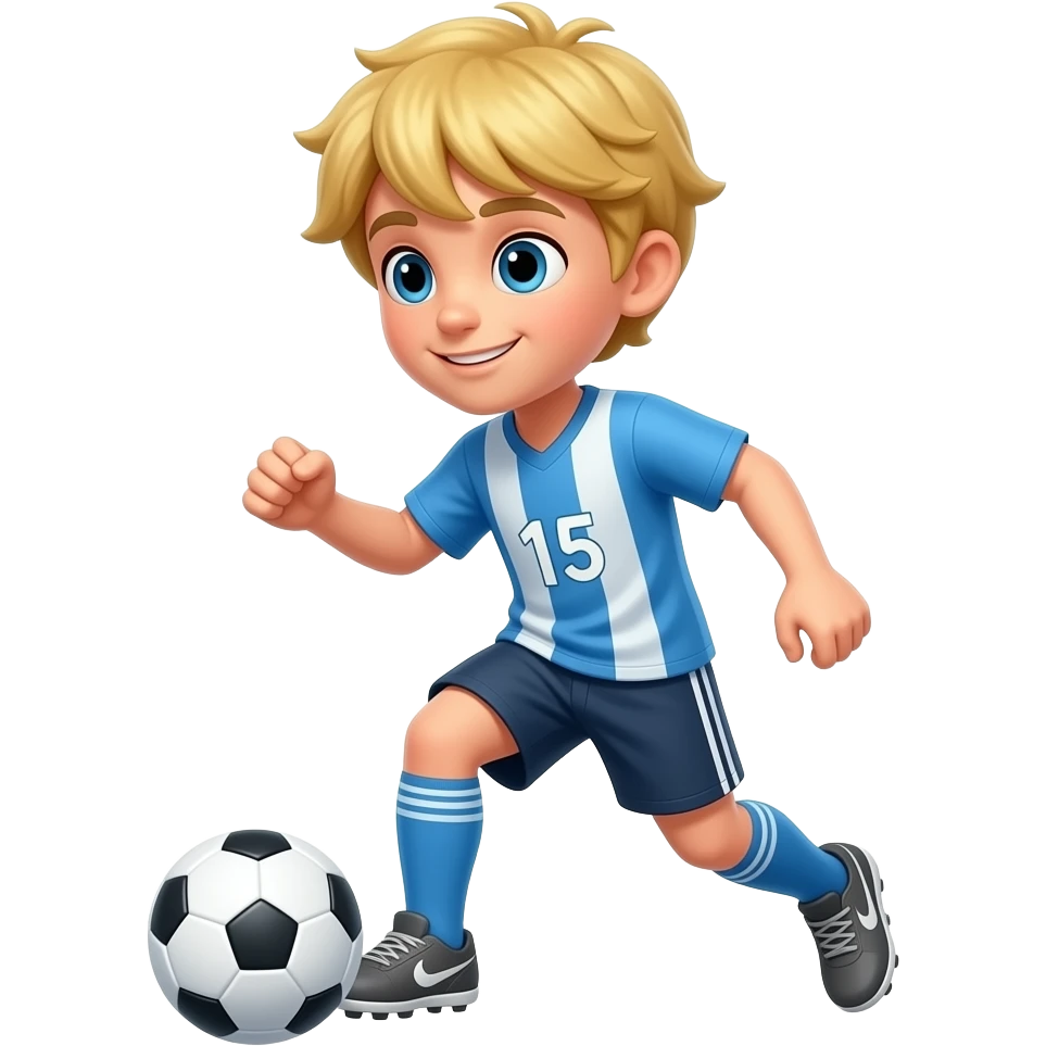Blonde long hair boy and plays soccer emoji