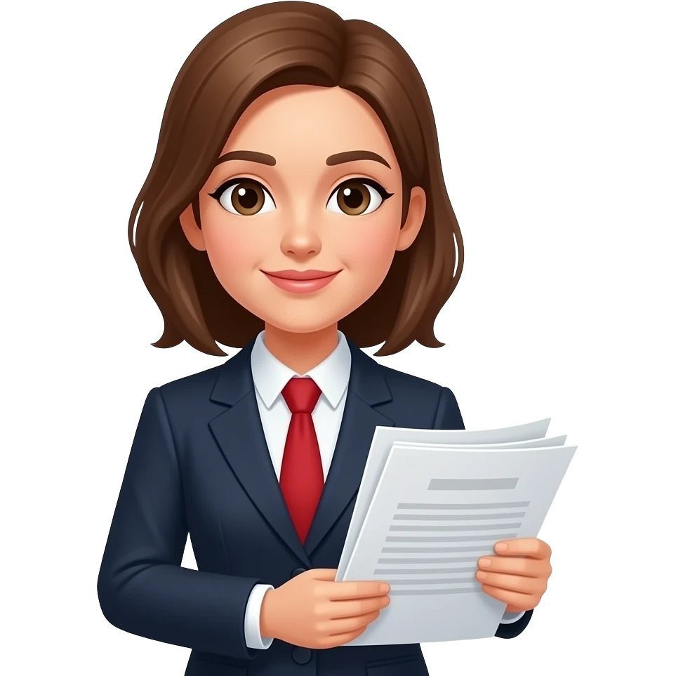 lawyer woman with documents in hands. libra next to her head emoji