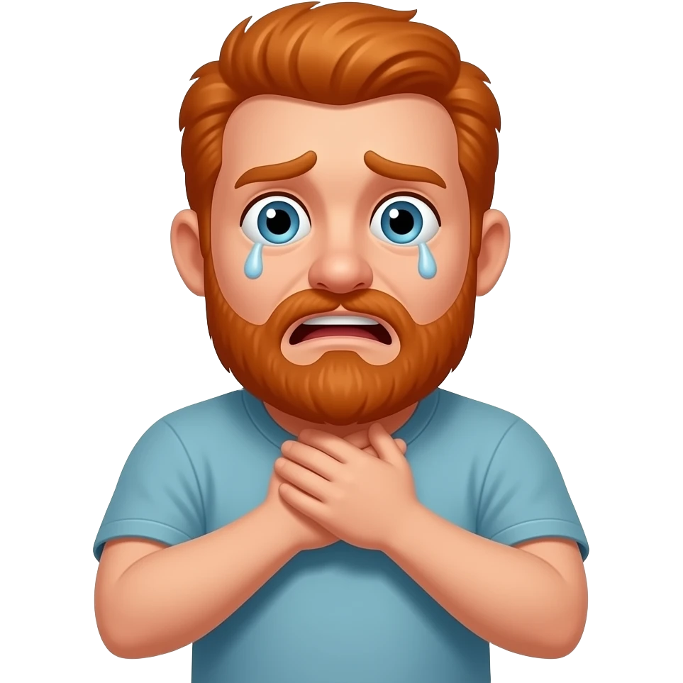 Choke scared man with red beard tshirt emoji