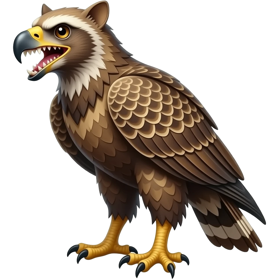 edgy web-patterned scale-patterned mutant eagle-gryphon-civet-genet-hybrid with sharp long saber teeth emoji