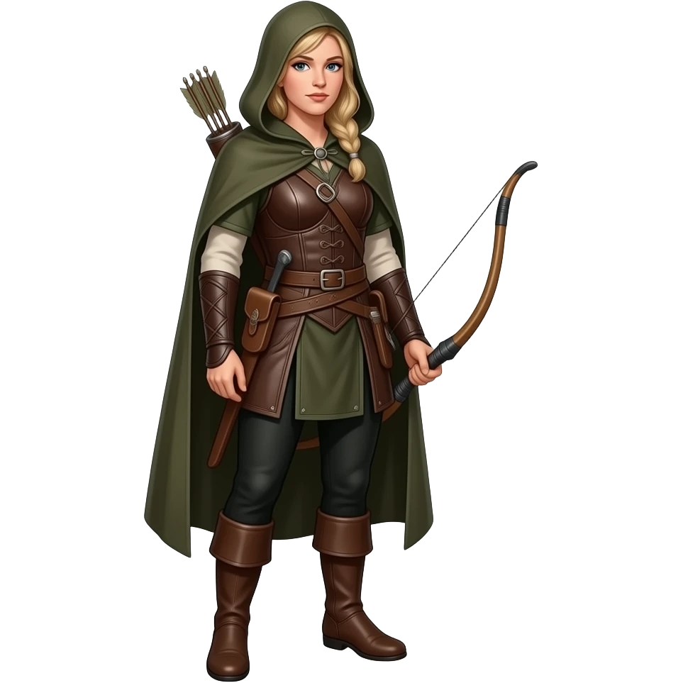 An woman dressed in medieval ranger outfit emoji
