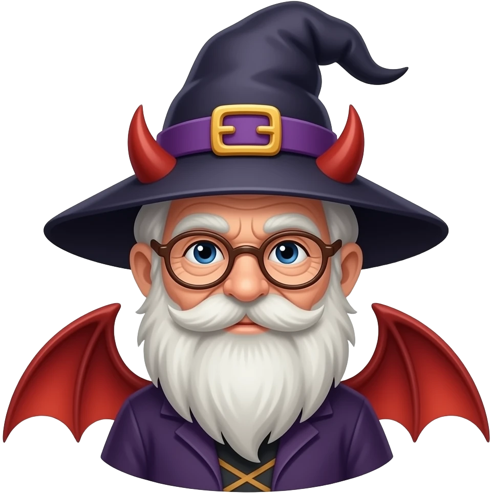 Old witch with cute devil emoji