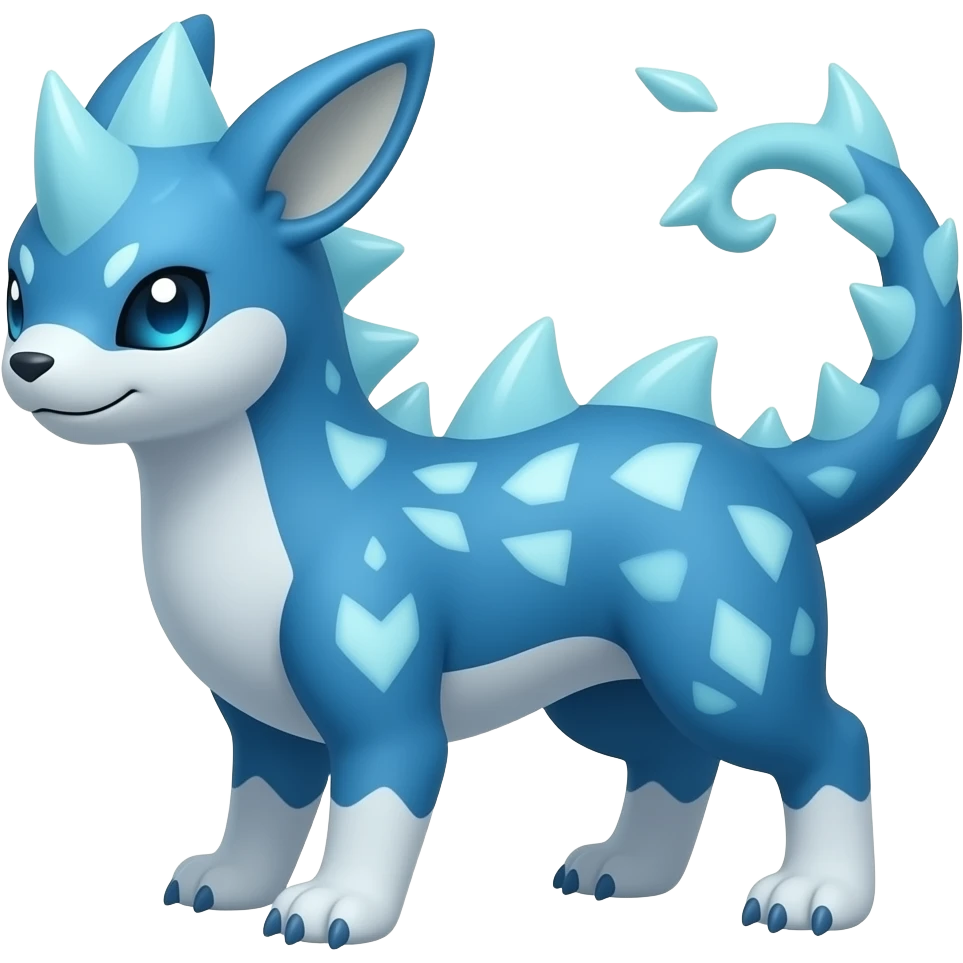 scaly shiny spiky patterned blue tribal-patterned digitigrade quadrupedal Vaporeon-Salandit-Glaceon-hybrid emoji