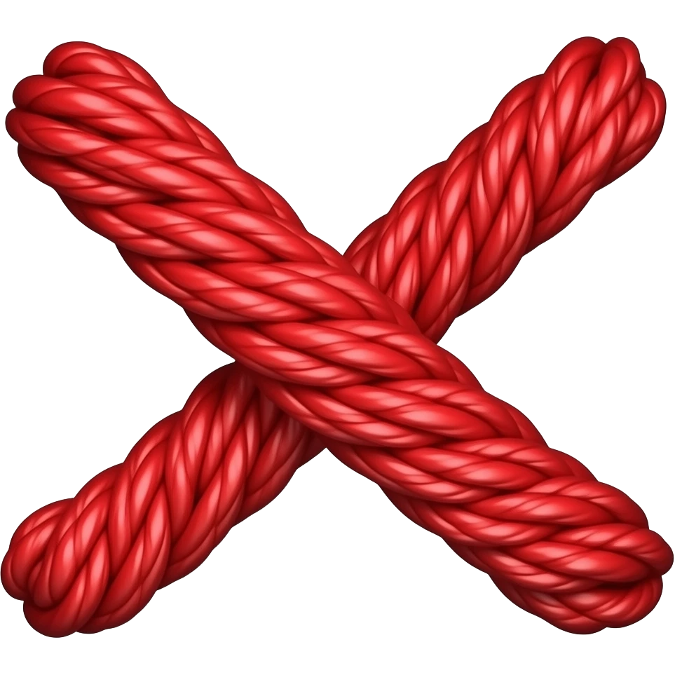 two pieces of red string intertwined emoji