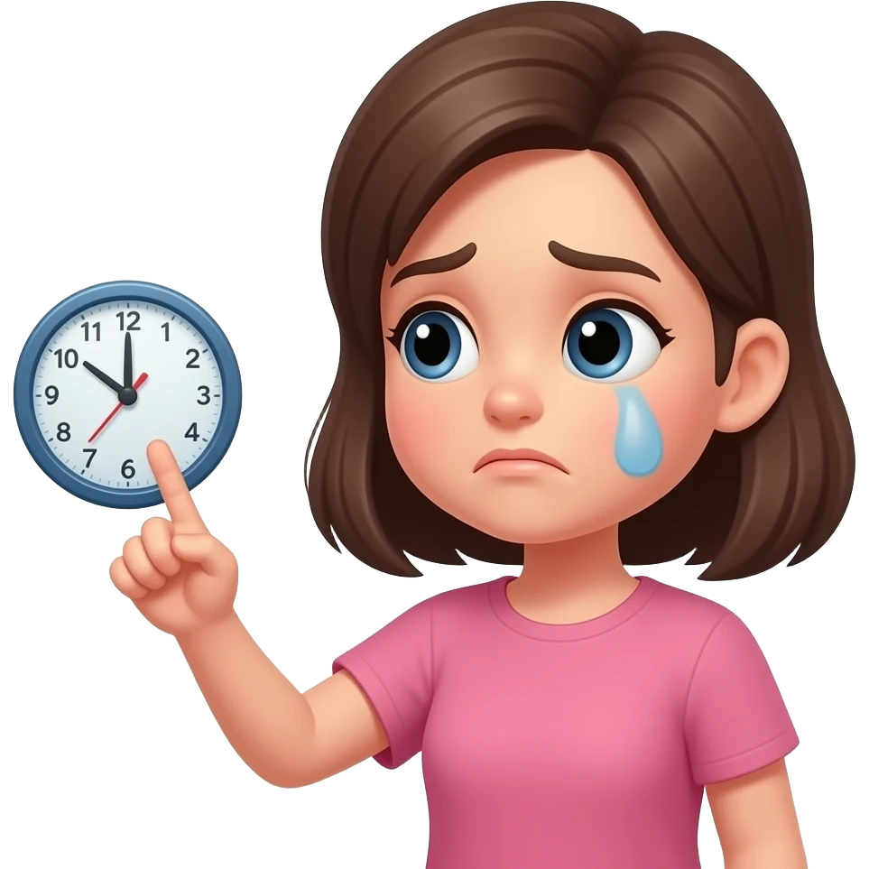 clock out with tired looking face girl emoji