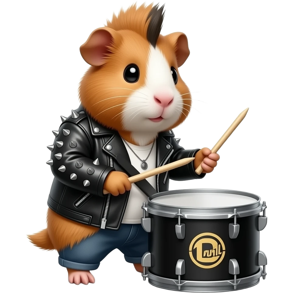 Guinea pig with Mohawk hair cut wearing leather jacket with studs ...