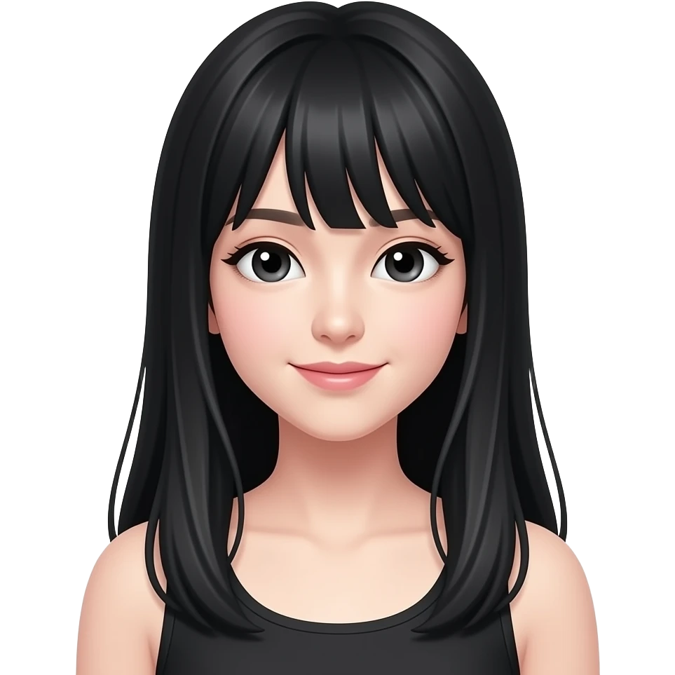 long black hair girl idol emoji