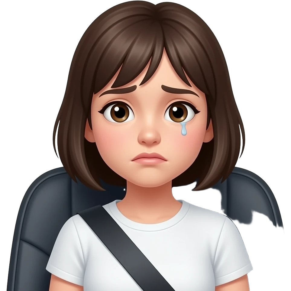 teen girl, worried in the back seat emoji