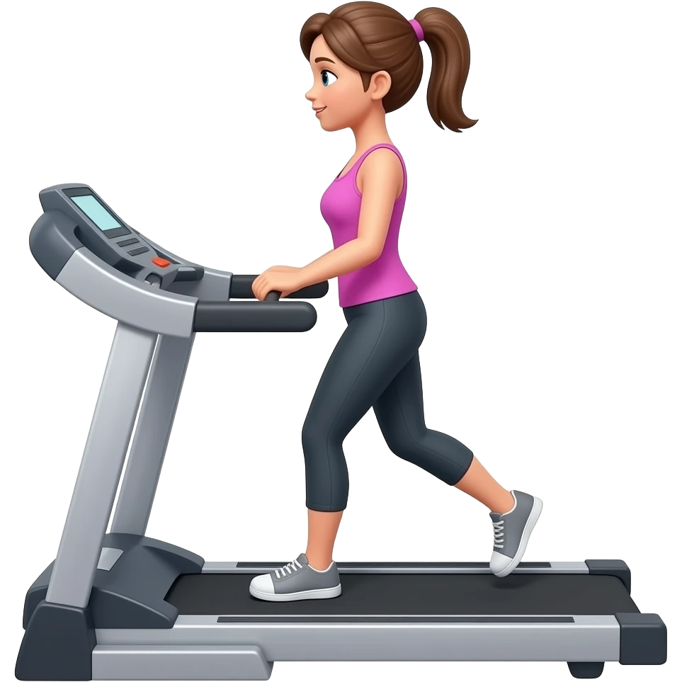Mulher com rabo de cavalo na esteira emoji