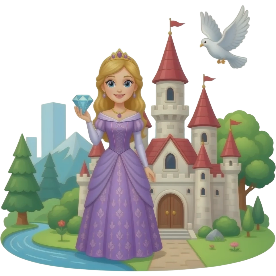 👸🏼💎🏰🕊🌳 emoji