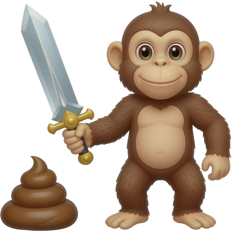 Moneky holding a poop sword emoji