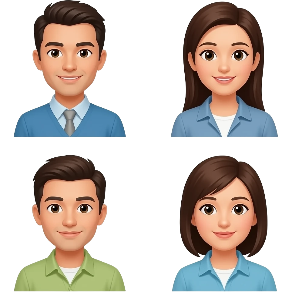 Люди вчетвером без фона emoji