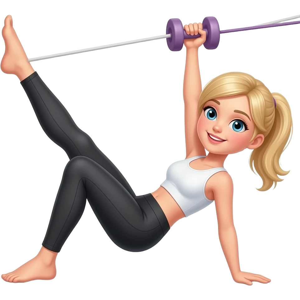 blonde, skinny girl doing pilates emoji