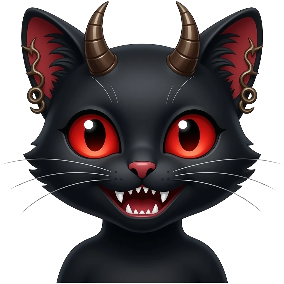 She-devil cat with annoying face emoji