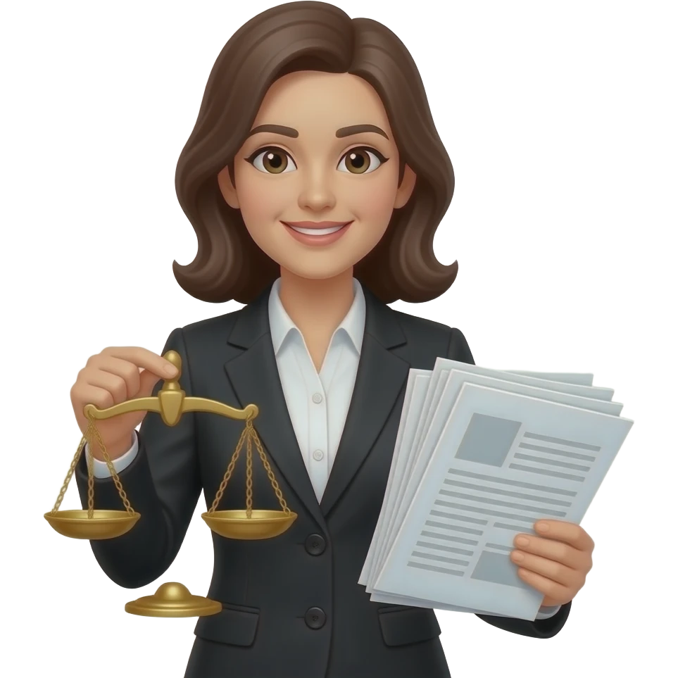 legal woman with libra and paragraphs and documents in her hands emoji