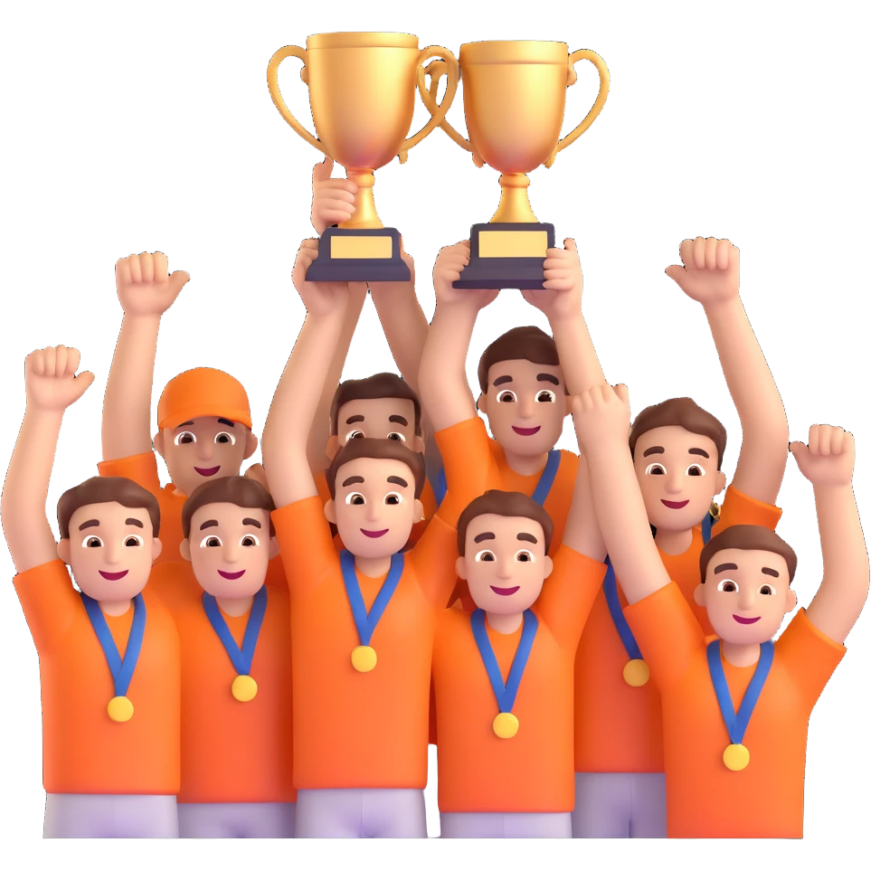team celebrating with trophy emoji