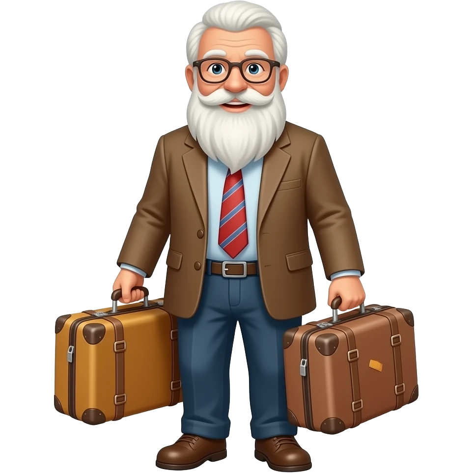 Old man carrying lots of luggage emoji