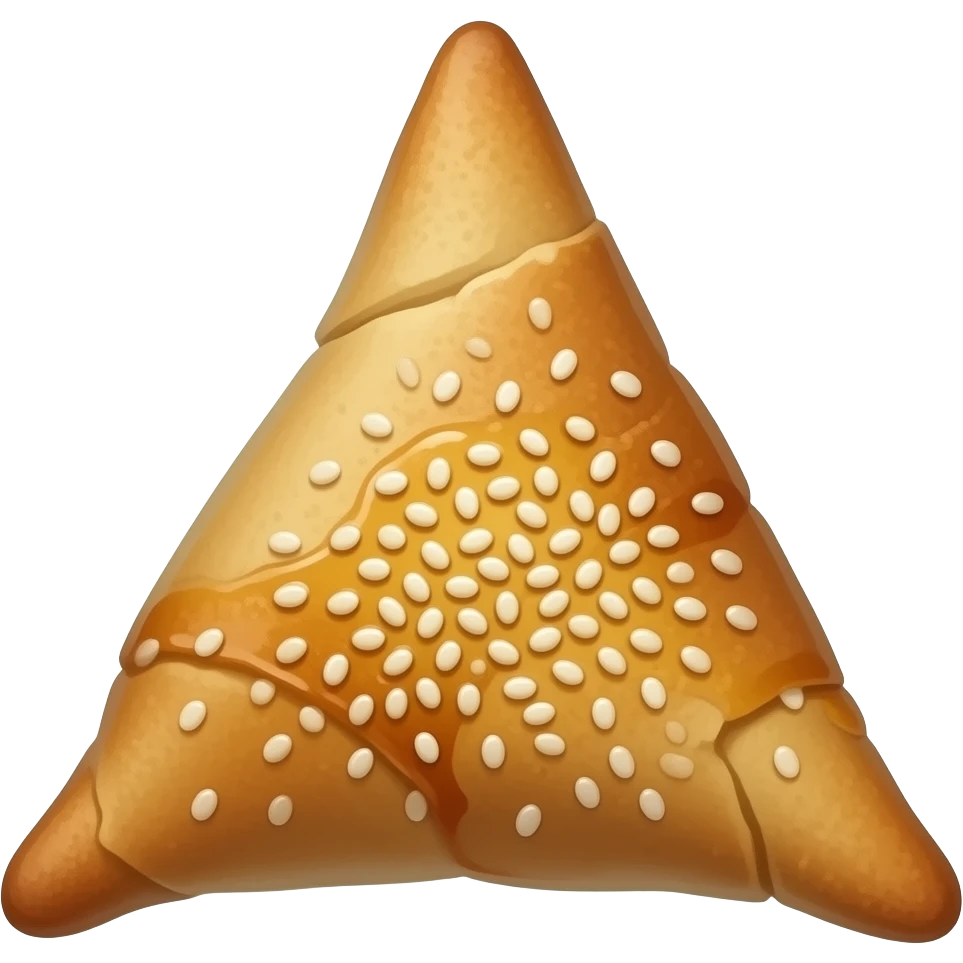 Realistic Moroccan brioua (briwat), single small crispy golden pastry (triangular or cigar-shaped), fried warka dough, light honey glaze with sesame seeds, authentic homemade look, centered composition, soft lighting, ultra detailed emoji