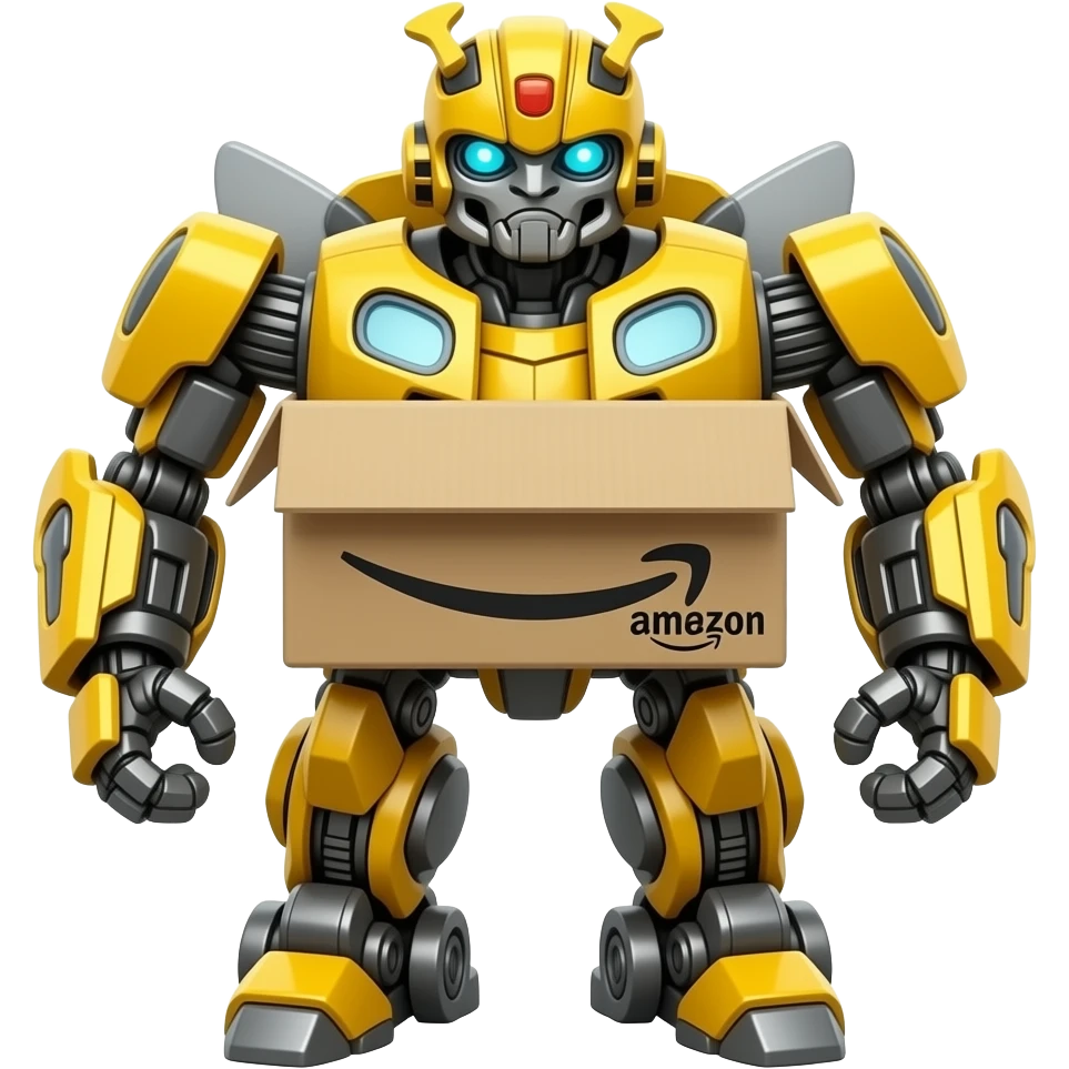 Bumblbee amazon box big robot emoji